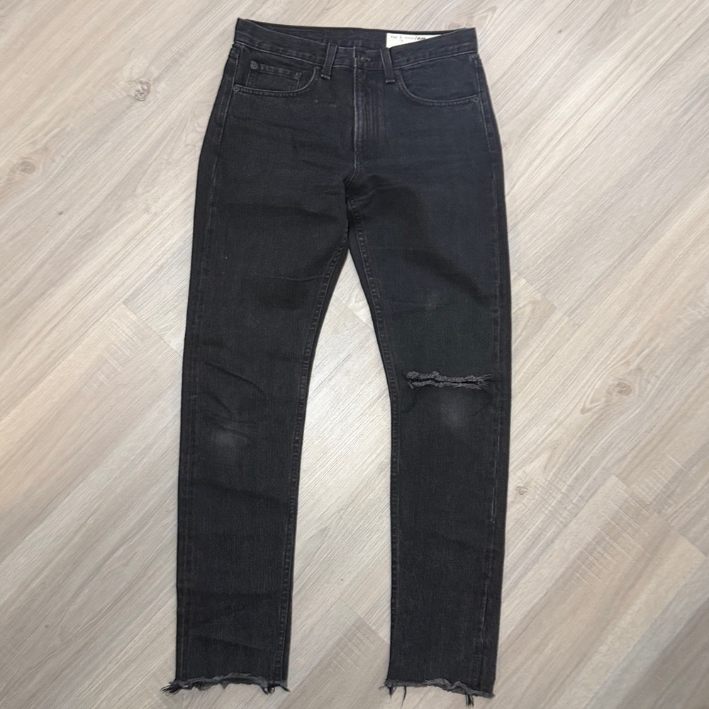 Rag & Bone Black Distressed Straight Leg Denim Jeans.  Sz 26